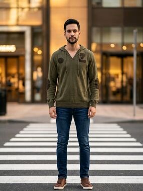 Diesel Olive Green Hooded Men's Sweater